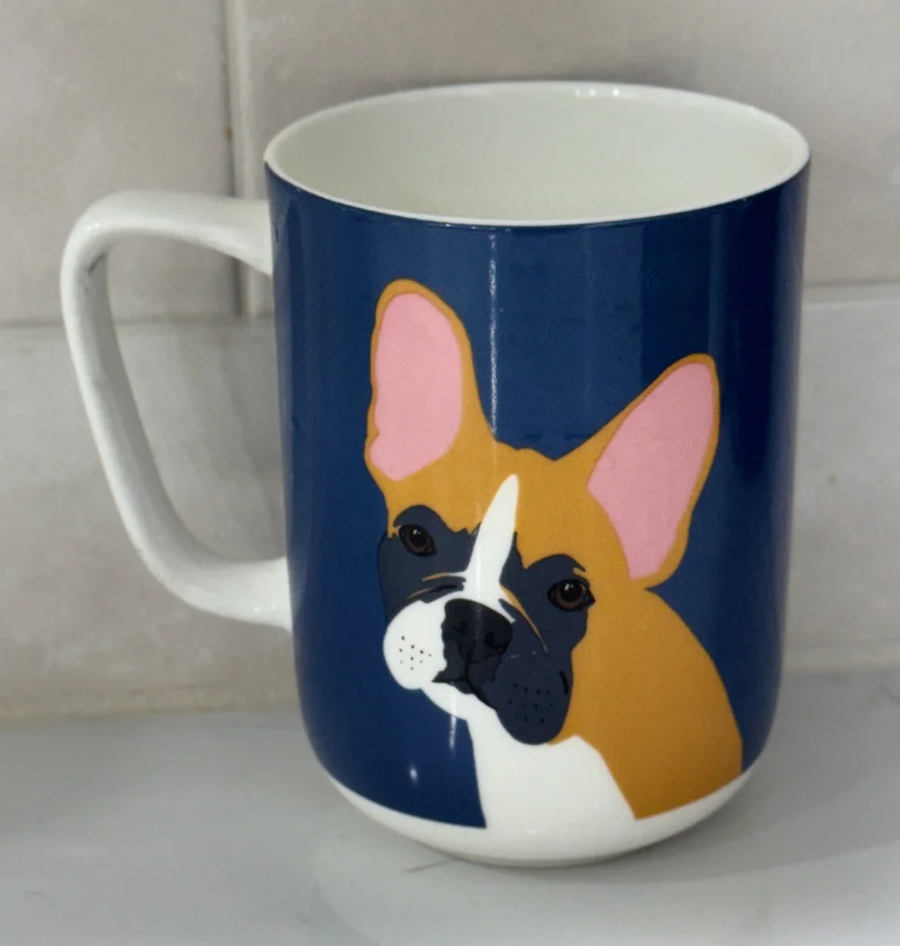 Portobello By Design French Bulldog Fine Bone China Cup Mug Navy Dog England